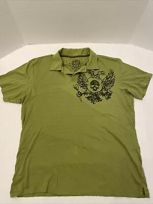 Marc Ecko Men’s Olive Green Polo XL Skull And Eagle Print • $21.99