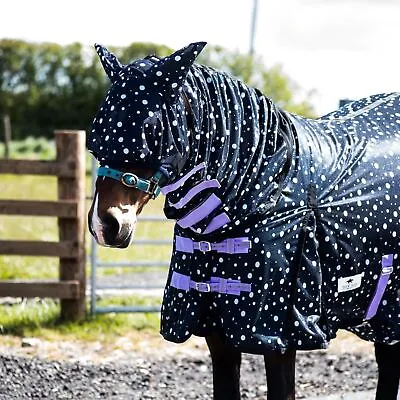 Horse Fly Pony Sheet Rugs Lite Combo Belly Cover Tail Mask Navy White Circle • £22.99