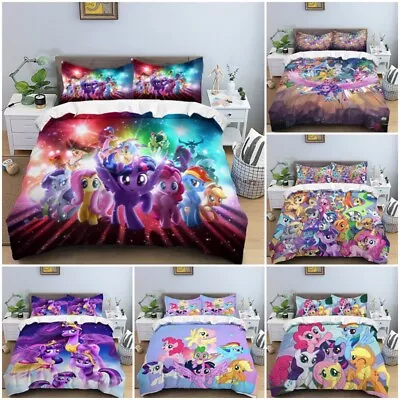 My Little Pony Bedding Set Quilt Duvet Cover Pillowcase Single Double Bed Gift • £25.19