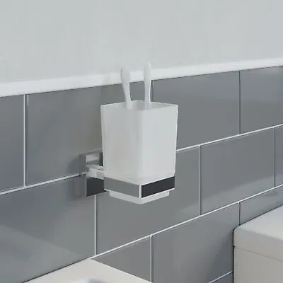 £12.99 • Buy Bathroom Tumbler Holder Chrome Square Wall Mounted Stylish Modern