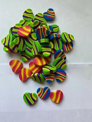 60 Mini Groovy Striped Heart Erasers Teacher Supply Sorting Math Counter  • $5.95