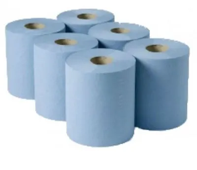 Blue Centre Feed 2ply 75m X 195mm Hand Towel Roll 6 Pack - Free Delivery • £11.90