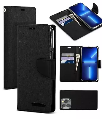 Denim Wallet Case Fit IPhone  15 14 13 12 11 Cover Pro Max XS XR Flip Plus Card • $11.99