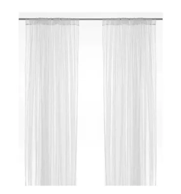 New IKEA LILL Curtains Lace Net White 1 Pair Panels 110x98  Canopy Room Divider • £17.64