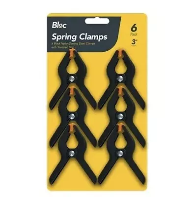 6 PK- 3  SPRING CLAMPS Holder Black Nylon Market Stall Building Clip Table Cloth • £2.99