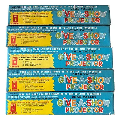 Vintage 1960’s Chad Valley Give-A-Show Projector Slides Boxed X 5 Disney • £24.99