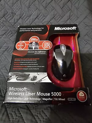 Microsoft Wireless Laser Mouse 5000 Tilt Wheel 1000dpi Metallic Black New Sealed • $89.99