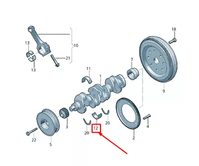 New Vw Beetle 5c Lower Crankshaft Main Bearing Shell 06h105591kvio Original • $20.80