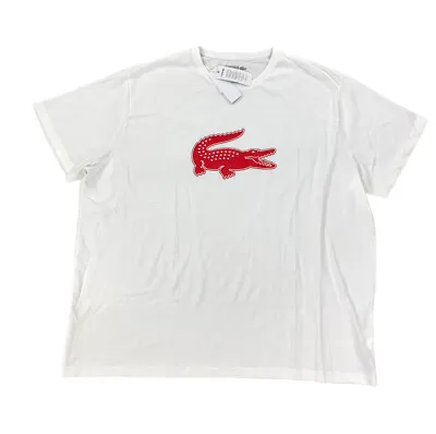 NEW Lacoste Sport Big & Tall Croc Short Sleeve T Shirt White Red 4XLB - 11R • $39.99