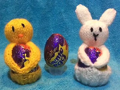 KNITTING PATTERN - Bunny And Chick Easter Egg Covers Fits Chocolate Cream Egg • £3.25