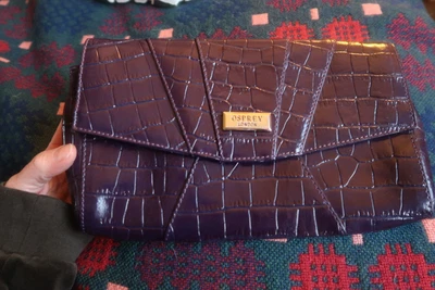 £4.50 • Buy Osprey London Dark Purple Leather Clutch Bag VGC Clean Linings Non/smoking, Logo