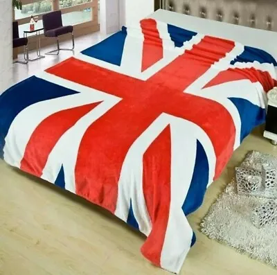 Luxury Union Jack British Flag Throw Super Soft Throw Blanket Double King Sizes • £17.99