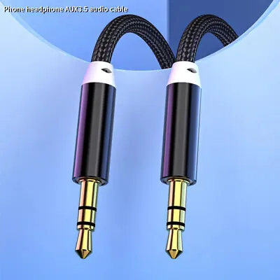 3.5mm Jack To Jack Headphone Aux Audio Cable Male Lead Phone Stereo PC Car Nylon • £2.49