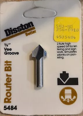 NOS Disston 3/8  Vee Groove Router Bit High Speed Steel 5484 • $5.99