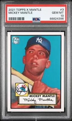 2021 Topps X Mantle 1952 TOPPS MICKEY MANTLE PSA 10 GEM MINT #3 • $58