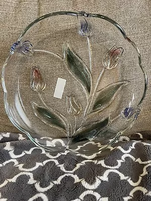 Mikasa Tivoli Just Tulips Round Glass Serving Platter Plate 12” Made In Germany • $12