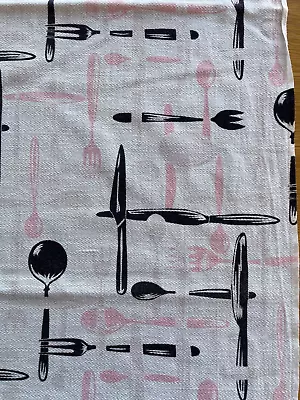 1 X Vintage Fabric 1950s/1960s Curtain 122 X 86cm Kitchen Cutlery Caravan Camper • £15