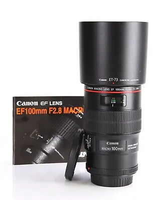 Canon EF 100mm F2.8 L Macro IS USM AF Prime Lens  Front & Rear Lens Cap & Hood • £479.99