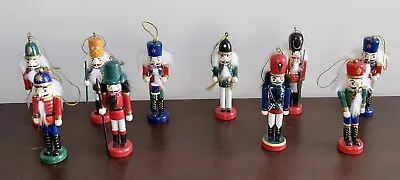 10 Piece Classic Wood Nutcracker Soldier Christmas Tree Ornament Set • $32.99