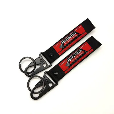 Set Of 2 Motorcycle Keychain Embroidered Logo Key Chain Key Lanyards For Honda • $12.99