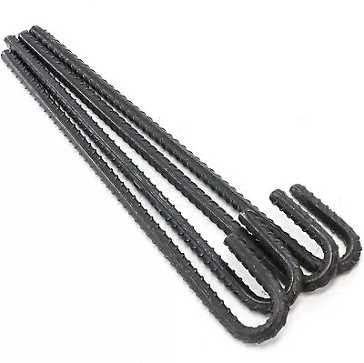 Heavy Duty J Hook Steel Rebar Ground Stake 12in Length 3/8  Diameter • $16.95