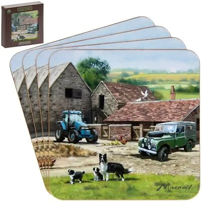 Farmyard Land Rover Collie Dog Coasters - Set Of 4 Gift Quality NEW • £4.99