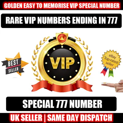 Golden Numbers Platinum Numbers UK SIM - 777 Ending VIP Numbers LOT • £14.95