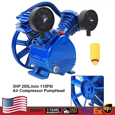 3HP 2Piston V Style Twin Cylinder Air Compressor Pump Head Single Stage Oil View • $121