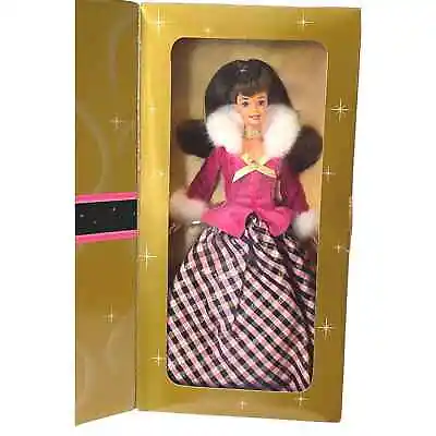 $48 • Buy 1996 WINTER RHAPSODY BARBIE DOLL Avon Exclusive 2nd In Series Brunette Gold BOX