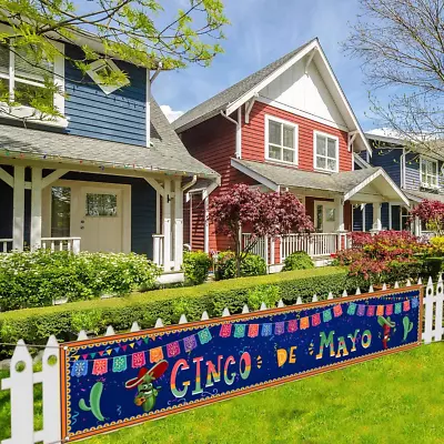 Large Cinco De Mayo Banner For Fence Mexico Cinco De Mayo Party Decoration Backd • $14.13