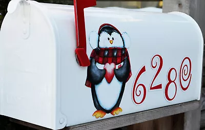 Mailbox Magnet (Partial Cover) Penguin With Address Numbers For White Mail Box • $6.25