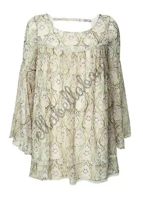 KATE MOSS TOPSHOP Liberty Bluebell Floral Floaty Smock Tunic Mini Dress UK12 40 • £59.99