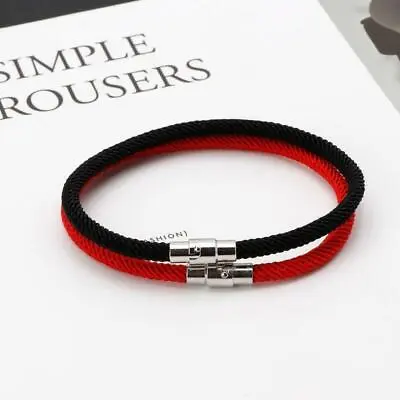 Lucky Kabbalah Red Black Braided String Bracelets With Magnetic Clasp Jewelry • £2.69