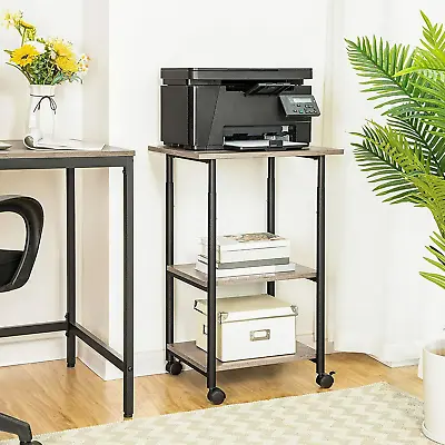 HOOBRO Printer Rack 3-Tier Printer Cart W/ Storage Shelf Projector Cart Greige • $56.99