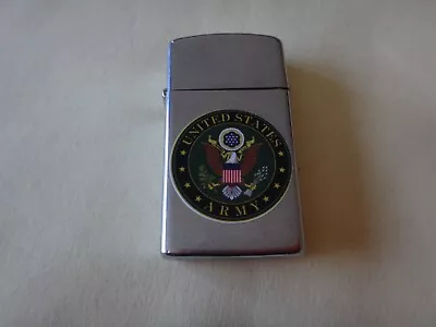 Year 1972 High Polish Zippo Slim Lighter W/ UNITED STATES ARMY Decal Sticker • $47.01