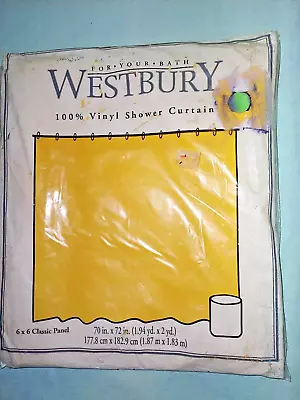 Vintage Westbury Yellow Vinyl Shower Curtain-70 Inch X 72 Inch-new • $8