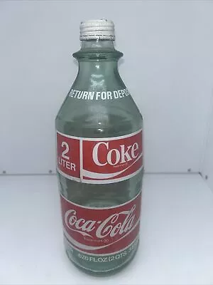 1970s Vintage Coca Cola 2 Liter Empty Glass Coke Bottle  67.6 Fl Oz. Clean! • $27.99