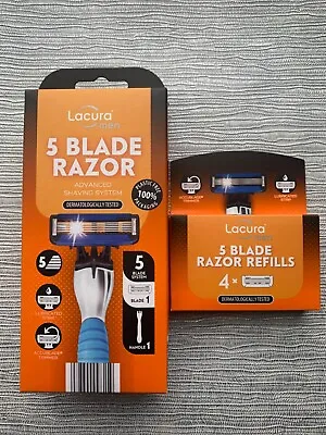 Lacura Men 5 Blade Handle And Razor Refills Accublade Trimmer Lubricated Strip • £18.99