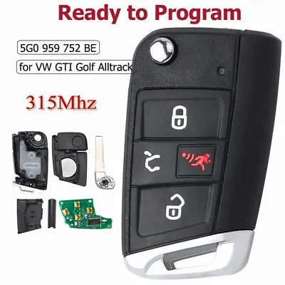 Smart Remote Key Fob For Volkswagen GTI Golf Alltrack SportWagen 5G0 959 752 BE • $39.14