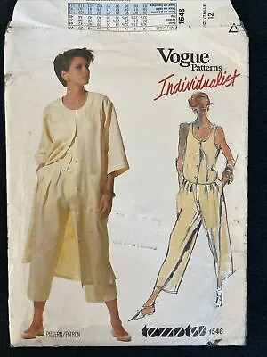 Vintage VOGUE  1546 NEW Misses'DusterPants And Vest Top Tamotsu Size 12 • $9