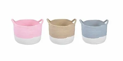 Cotton Rope Basket Woven Baby Laundry Basket Toys Collection With Handle X2  • £16.99