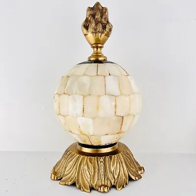 Bronze Inlaid Bone Globe 11  Vintage Antique Decorative Desktop MCM Decor India • $45