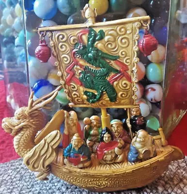 VINTAGE Japanese Plastic Celluloid Dragon Boat With Lucky 7 Gods - Made In Japan • $24.99