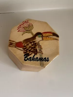 Bahamas Trinket Box  Wood Toucan Bird Souvenir Jewerly • $10