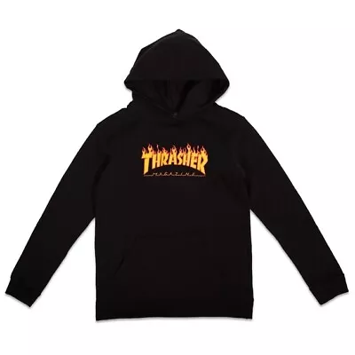 Thrasher Flame Logo Black Youth Hoodie • $130