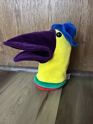 1992 Manhattan Toy Co Ltd Duck Goose Hand Puppet Yellow Purple Blue Hat AS IS • $24