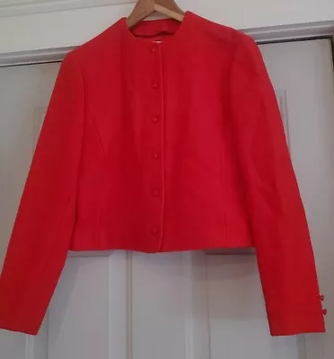 Vintage Pendleton Red Wool Collarless Cropped Jacket - Size 12 • $60