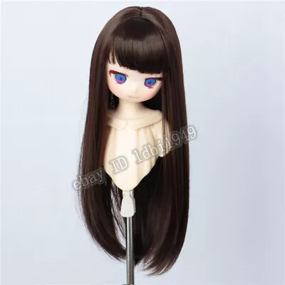 1/3 8-9  BJD Dollfie Doll Wig Pullip LUTS SD Long BJD Wig Dark Brown Hair • $13.88