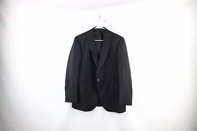 Vintage 70s Rockabilly Mens 40R Wool Brocade Tuxedo Prom Suit Jacket Black USA • $84.96