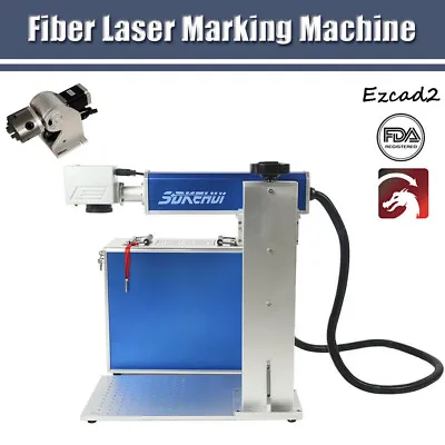 20W Fiber Laser Metal Steel Marking Machine8x8 Laser Engraver Marker+Rotary Axis • $1839